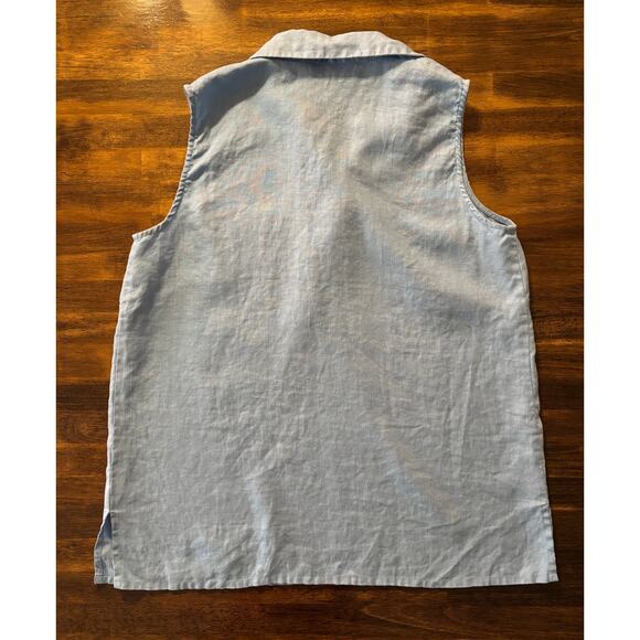 Richard Malcolm Women’s Large Top Irish Linen Blouse Sleeveless Tank Collared - Picture 2 of 7